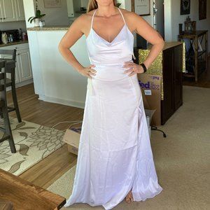 A-Line Spaghetti Straps  White Wedding Dress